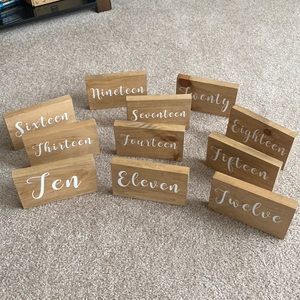 Wooden Table Numbers 10-20 - goes with listing 1-9